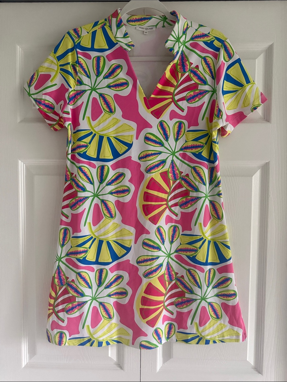 Mary Square Montauk Dress in Blooms in Tulum Print - Size Medium